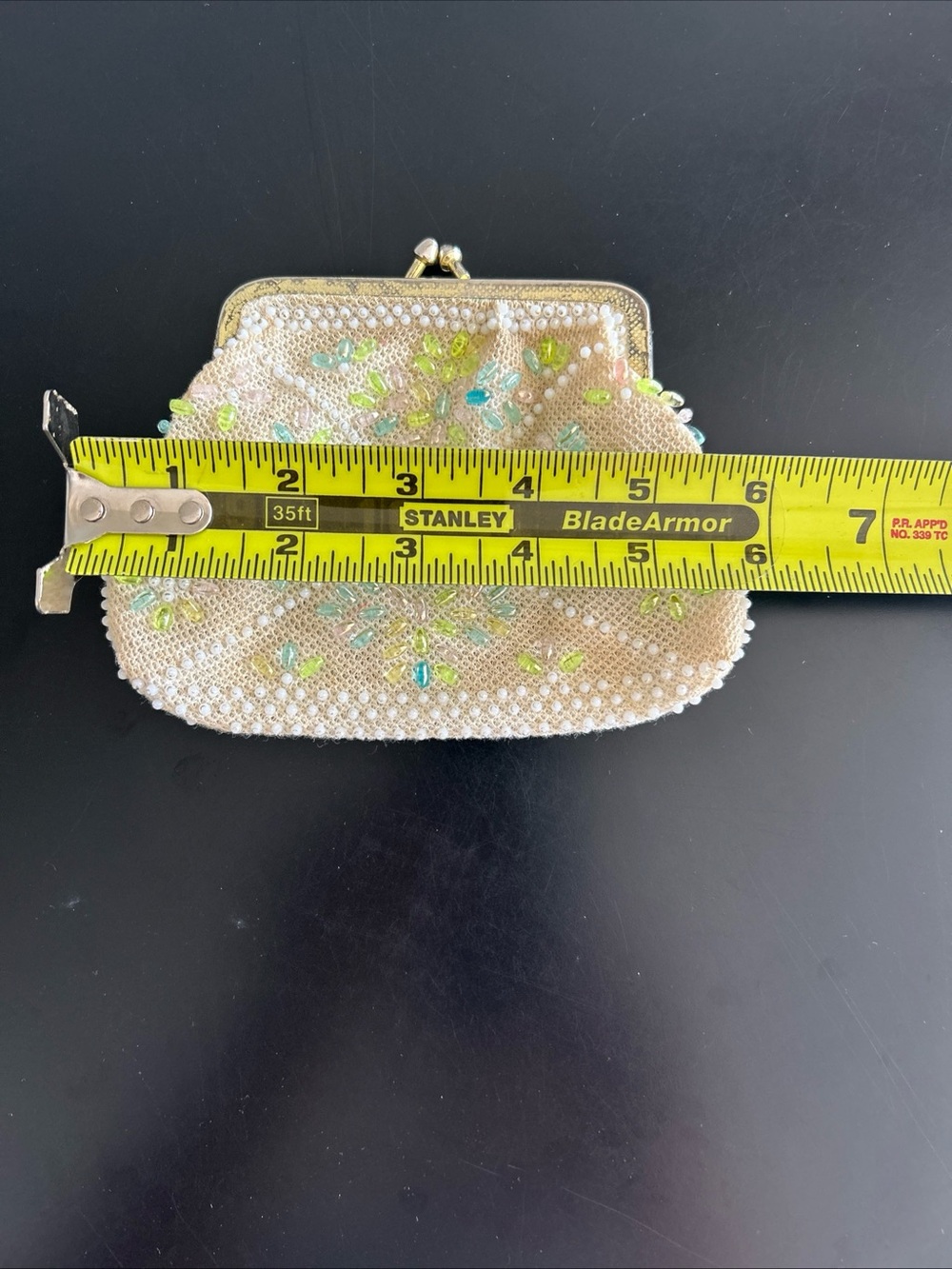Vintage Beaded Cream Evening Clutch with Pastel Accents - Picture 4 of 5